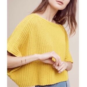 Anthropologie MOTH Aurantia Yellow Knit Pullover Sweater